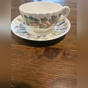 SPODE VINTAGE MONTICELLO VINE FLUTED CHINA CUP & SAUCER MADE IN ENGLAND